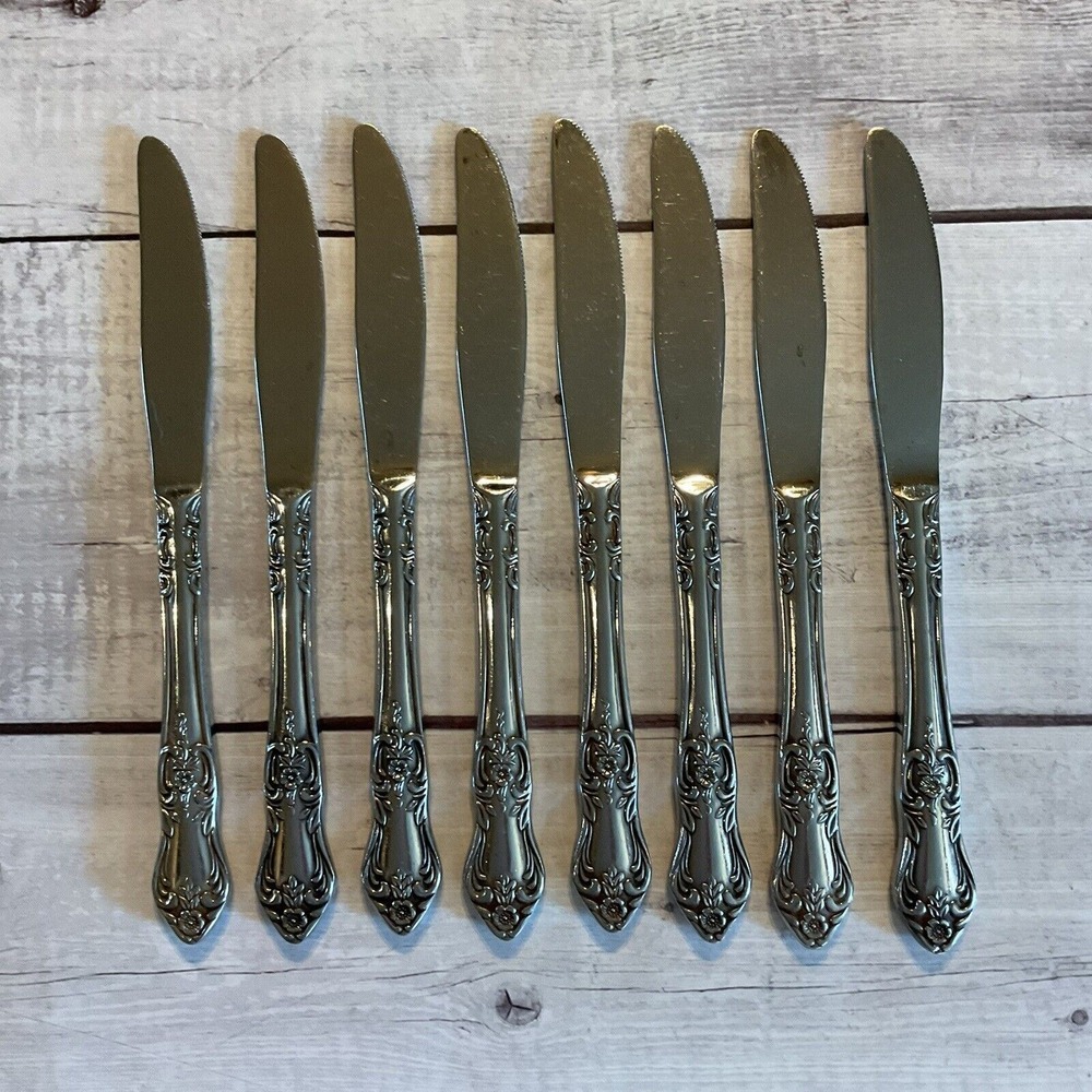 Wallace Silver Portsmouth Stainless Steel Flatware Dinner Knives Set Of‎ 8 Japan